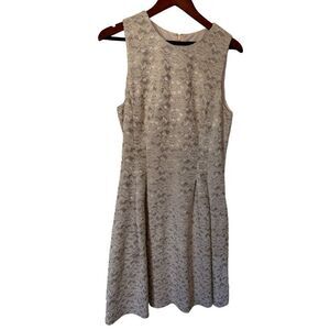 Vince Camuto Cream Blush Metallic Floral Mini A line Size 12